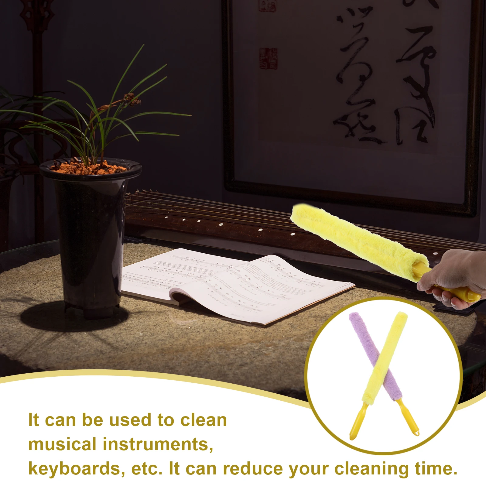 

2 Pcs Instrument Cleaning Brush Soft Bristles ABS Material Guzheng Guqin Dust Removal Tool Durable Non-deforming Easy Storage