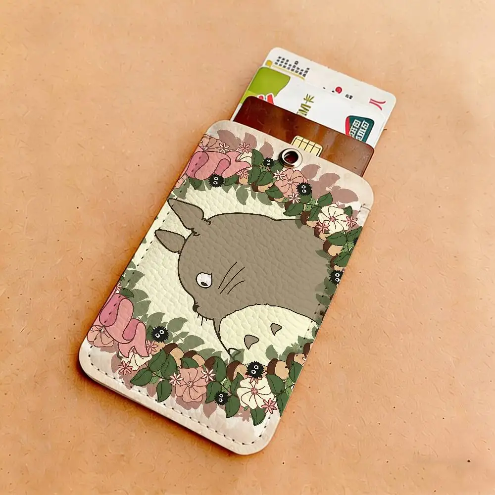Cute Totoro 1Pc Access Card Case Leather Card Holder Keychain Key Ring Door Access Tags ID Card Case Keychain view 3