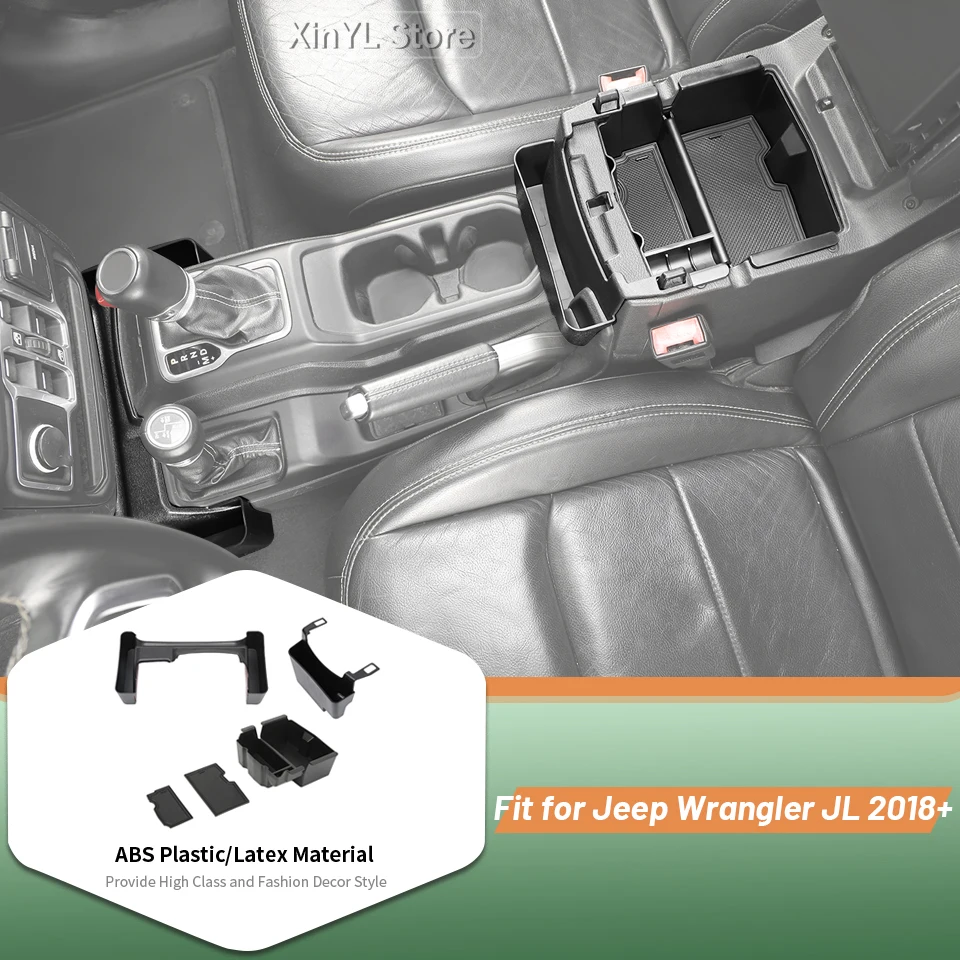Car Armrest Box Gear Box Organizer Container For Jeep Wrangler JL for JT Gladiator 2018 Up ABS Stowing Tidying Accessories