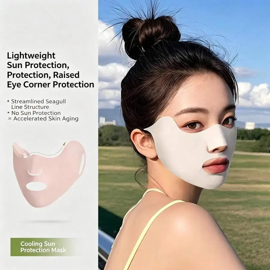 

Women Ice Silk Sun Protection Face Mask Lightweight Breathable UV Cover With Eye Corner Protection