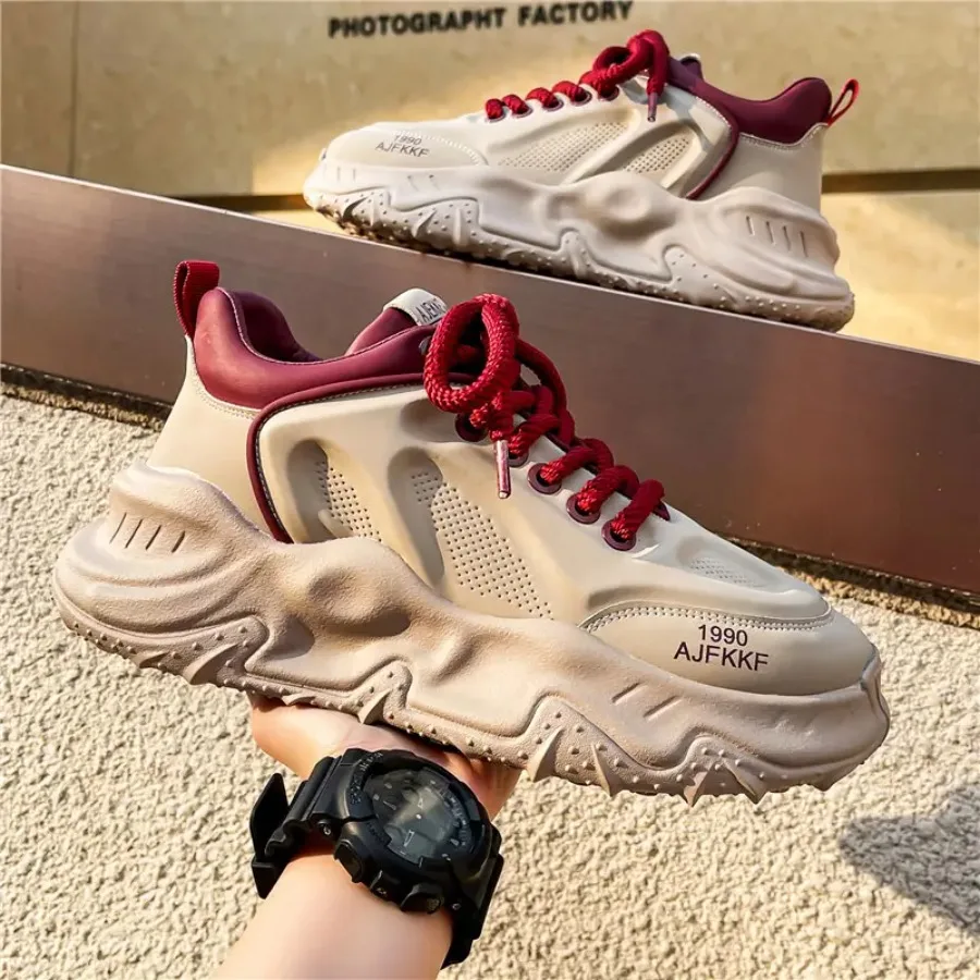 

Men'S Fashion Thick Sneakers - Casual Summer White Dad Shoes for Walking Lightweight And Breathable Platform Footwear
