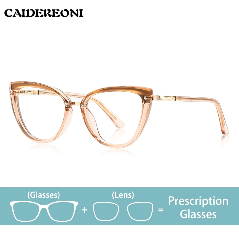 

CAIDERONI Simple Personalized CR39 Lens Cat's Eye Prescription Myopic Glasses Anti-Blue Light Reading Glasses Women PFD2221