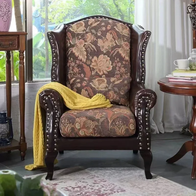 

Relax Brown Living Room Chairs Wood Nonslip Cool Comfy Modern Ergonomic Chairs Lazy Single Balcony Fauteuil Salon Home Furniture