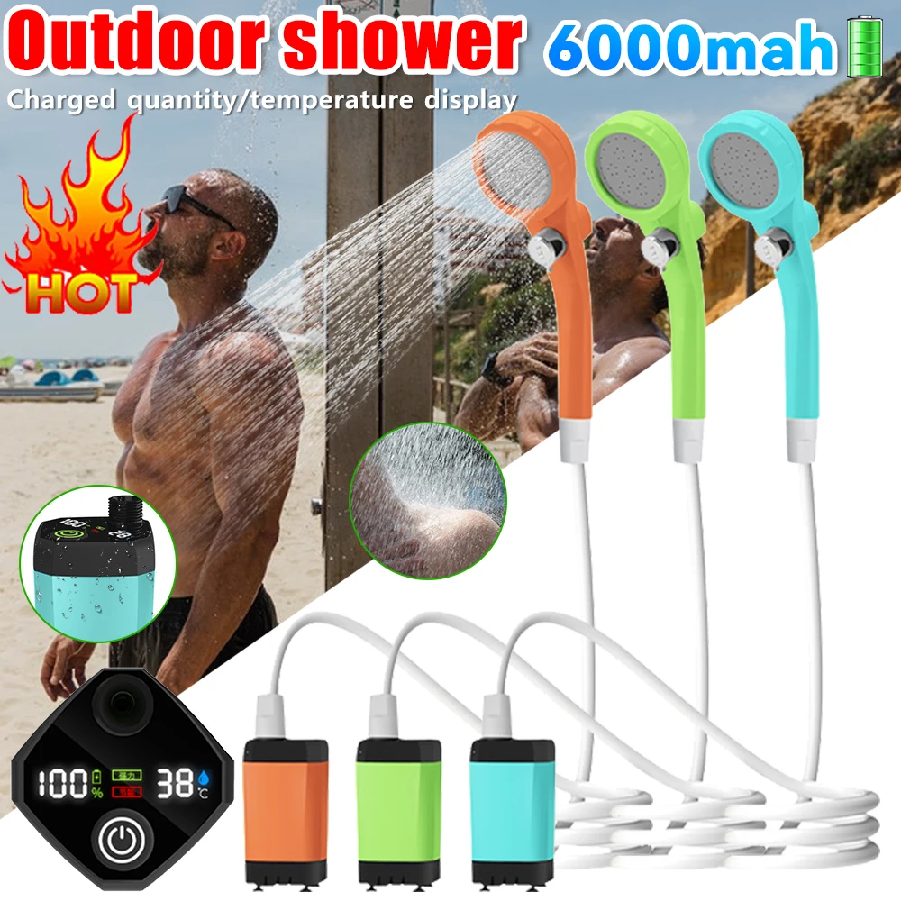 Outdoor Camping Shower Portable Electric Shower Pump Waterproof Electric Pump for Camping Hiking Backpacking Travel Beach Pet