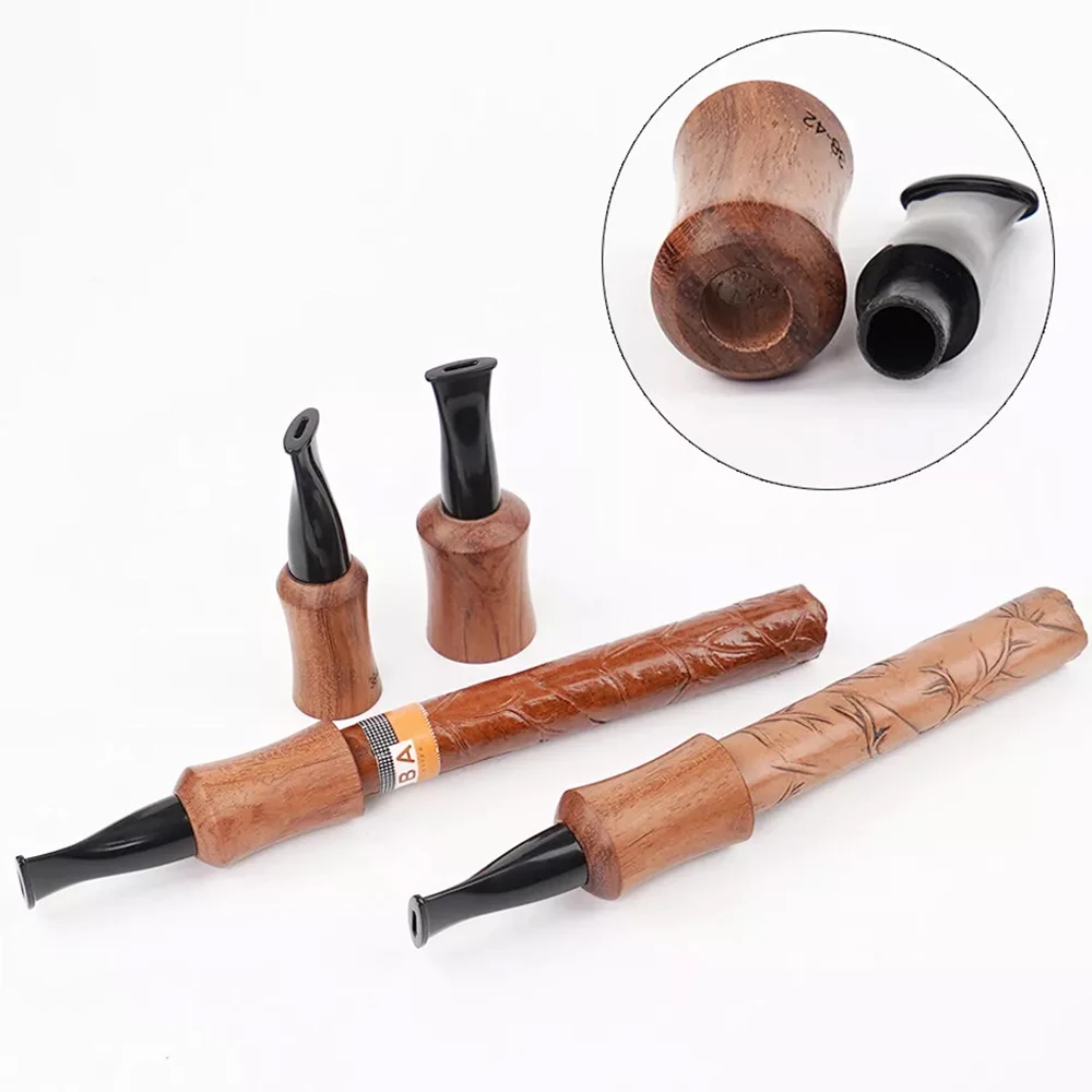 1pc wood cigar mouthpiece for ring diameter 38-42 ring 43-47 ring 48-52 ring 53-57 ring extended cigar handle 9mm filter element