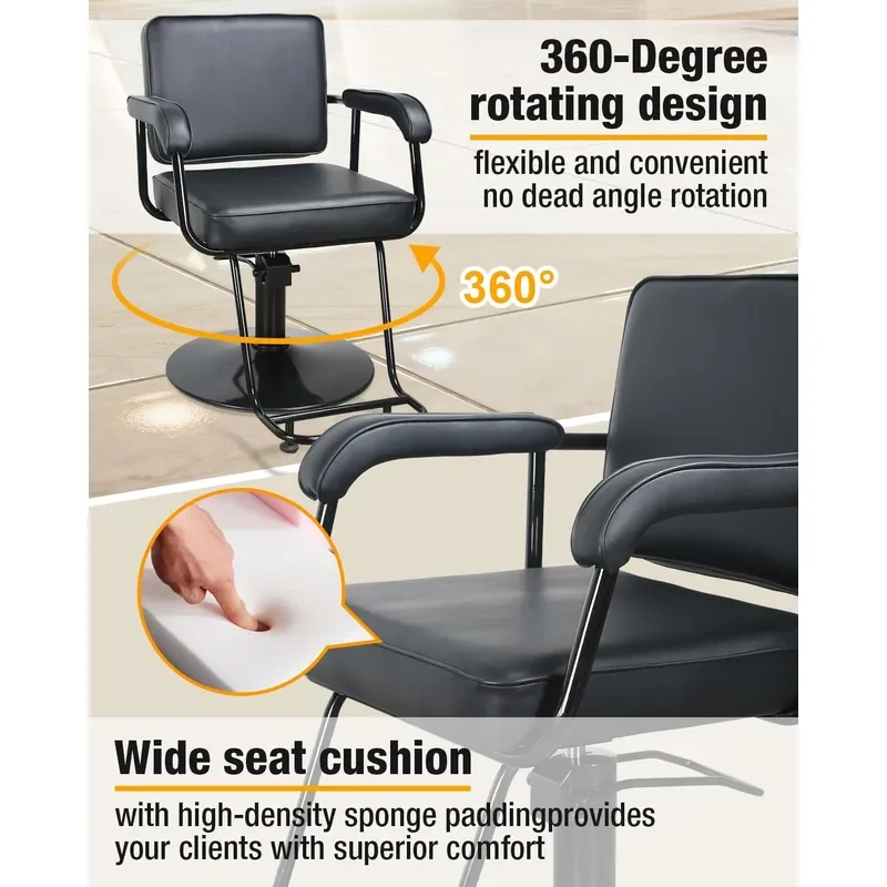 Salon Chair for Hair Stylist Hydraulic Hair Salon Chair Black - view 6