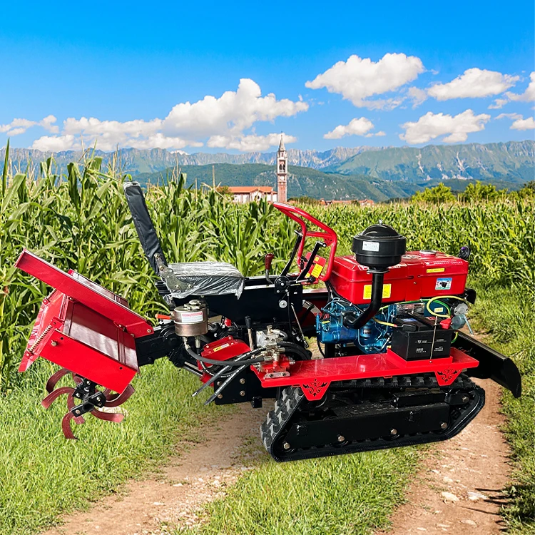 

Farm Soil Tiller Cultivators Crawler Tractors with Grass Cutter Garden Diesel Plow Farming Tractors