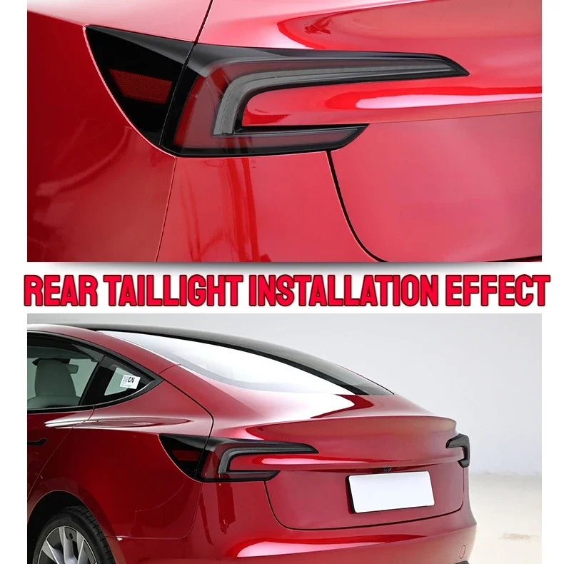 For Tesla Model 3+ Highland 2024 Car Lamp Blackening Protective Film High Light Transmittance High Quality TPU Cool Anti-scratch