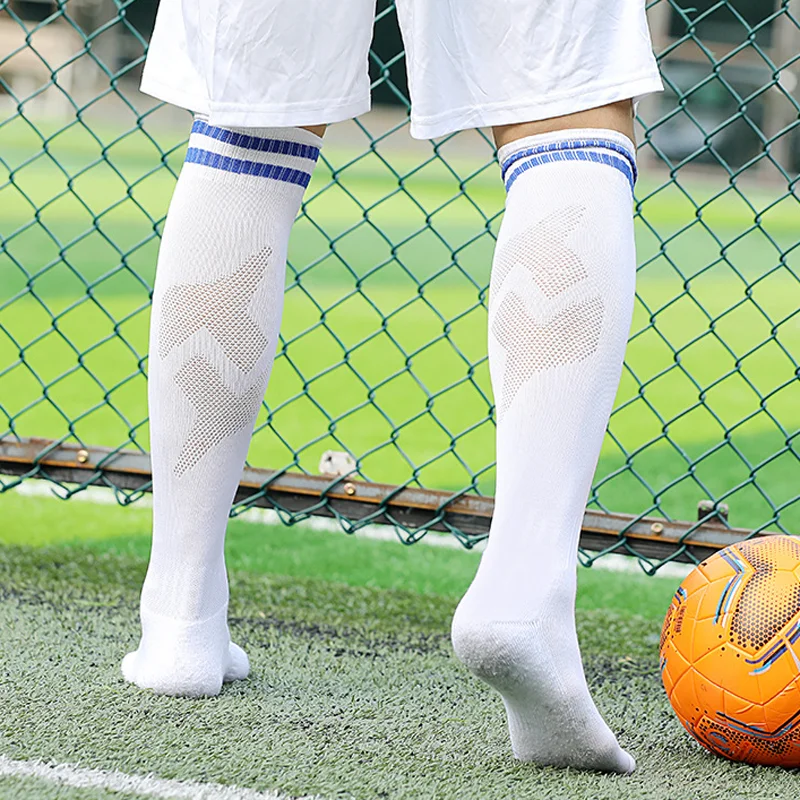 Bianco nero strisce calcio calzini da calcio per uomo adolescenti bambini ragazzi sopra il polpaccio Baseball Rugby calzini sportivi donna ragazze