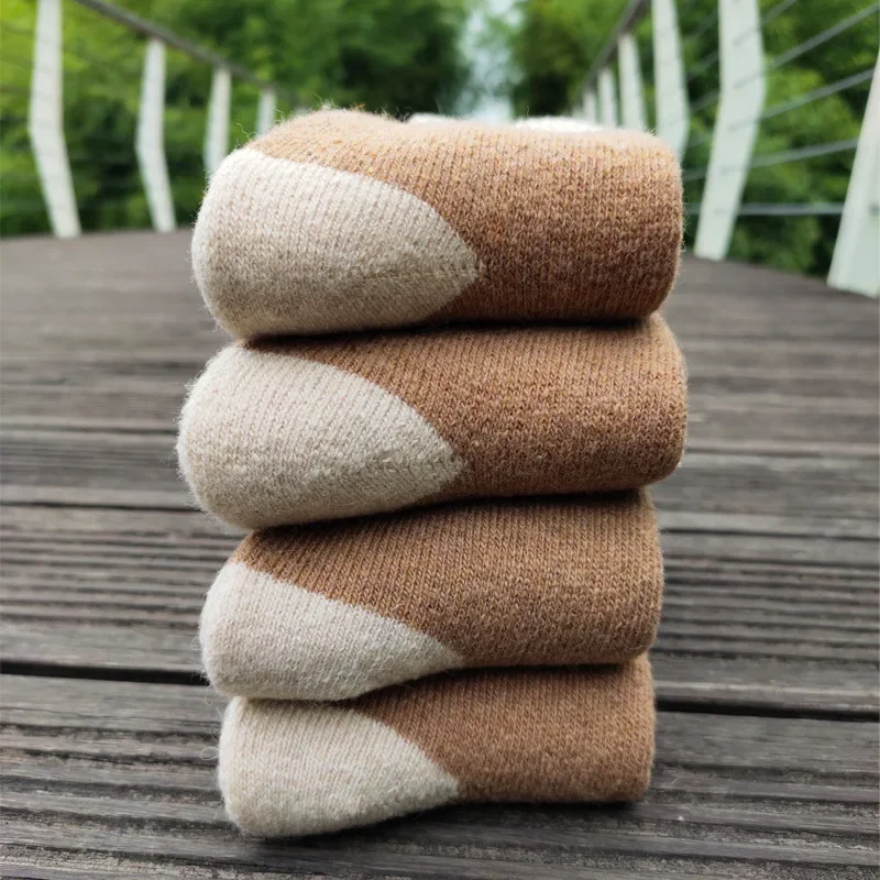 Men Women Camel Hair Thick Socks For Cold Weather Terry Inside Soft Essential Comfortable Against Cold Russia Couples Sox