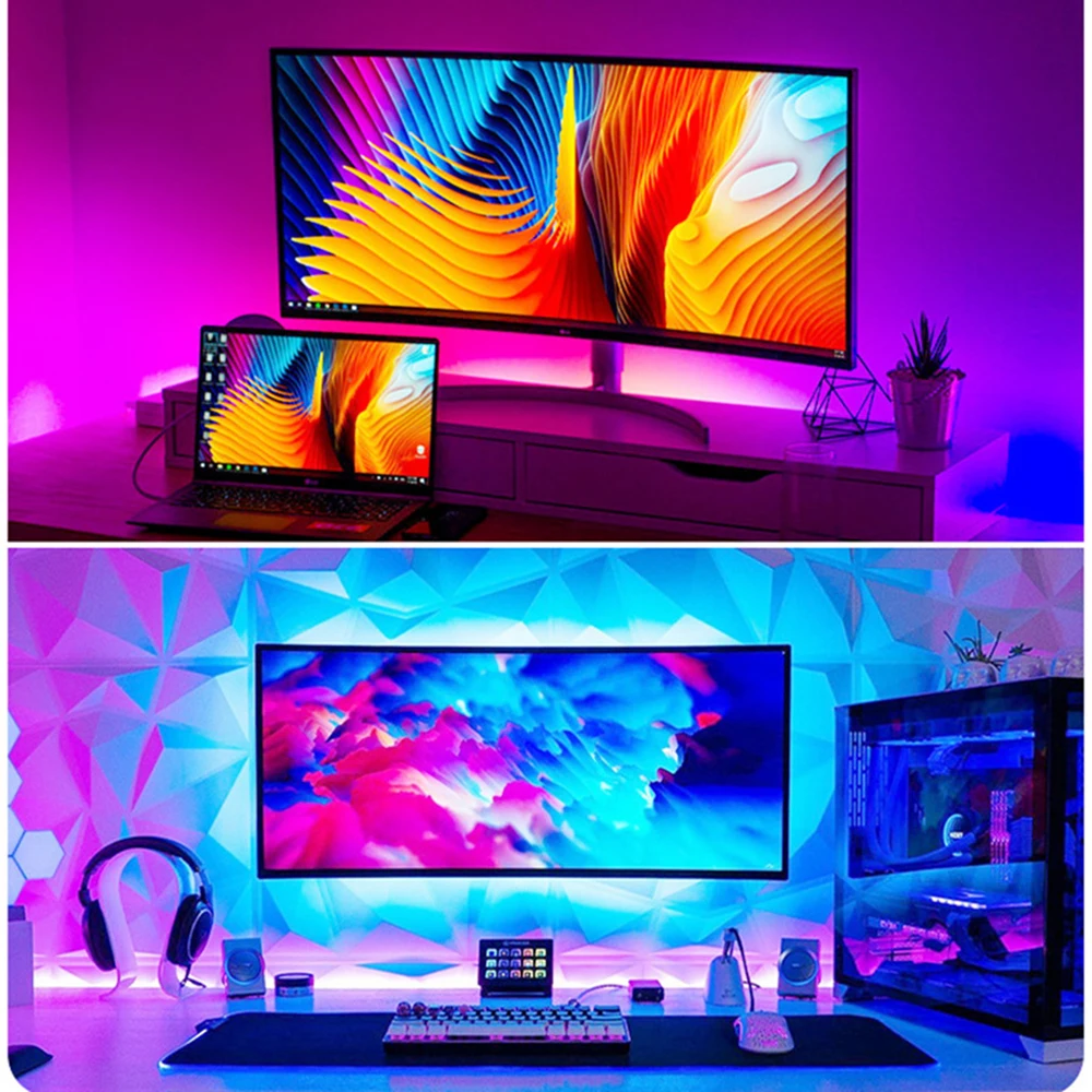 유연한 RGB LED 스트립 5050, 방수 IP21 IP65, 유연한 LED 테이프 리본, 흰색 및 검정색, PCB TV 백라이트, 0.5m, 1m, 2m, 3m, 4m, 5m