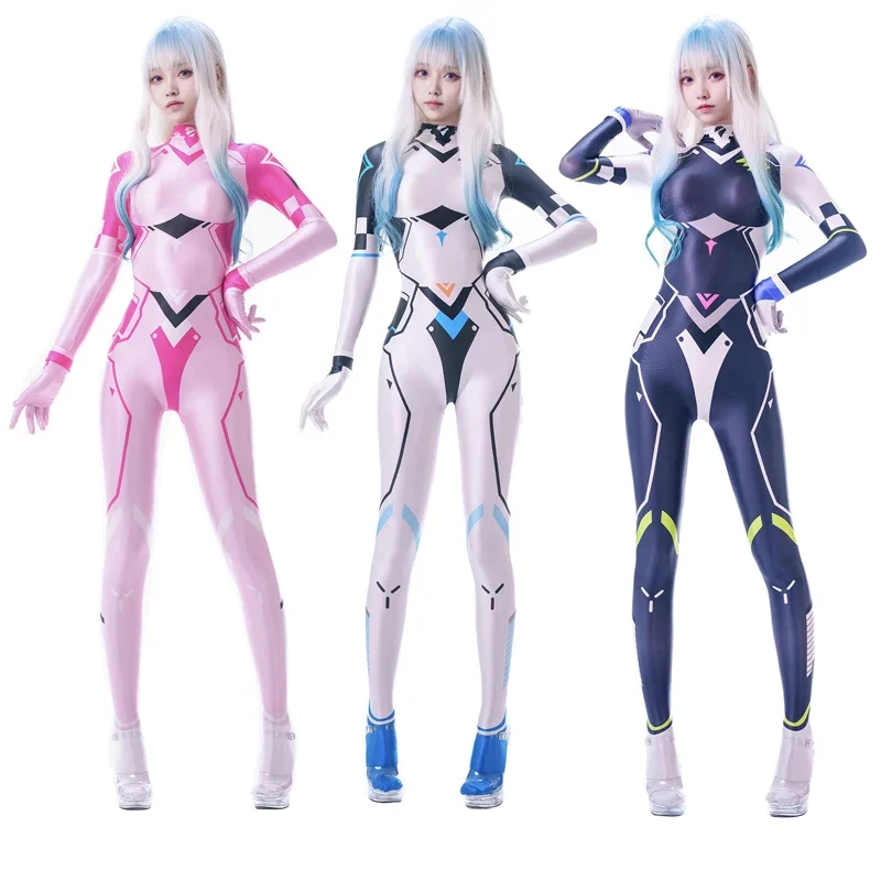 Sexy Women gloss bodysuit shiny japanese swimsuit Tight Cosplay Future Style Set