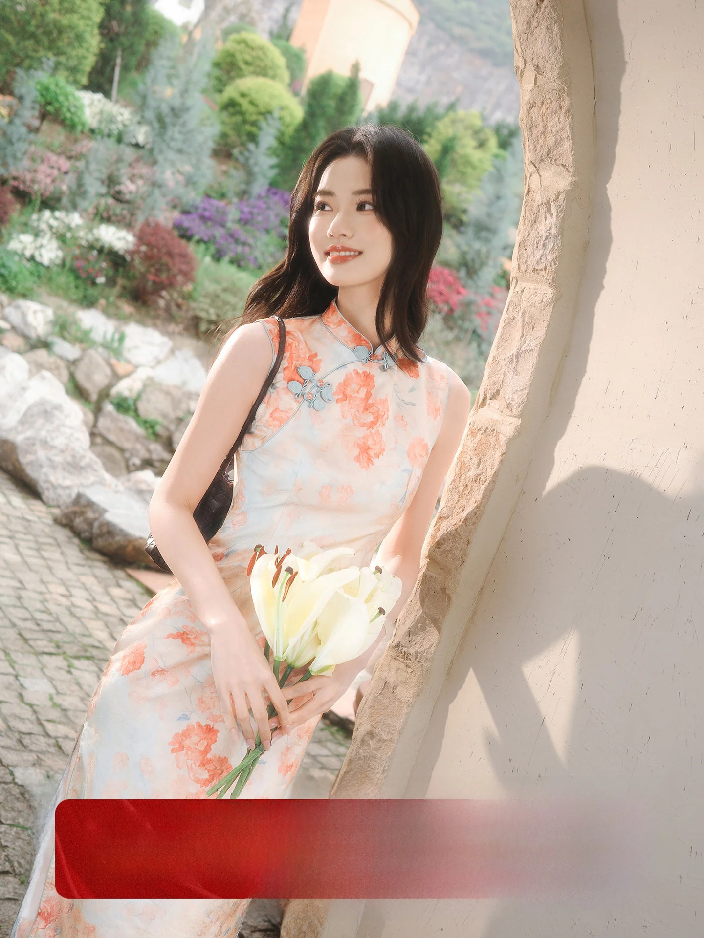 

Charming Chinese Style Wedding Dress Spring And Autumn Season Women's Qipao Mid-Length Low Slit Daily Wear Polyeste...