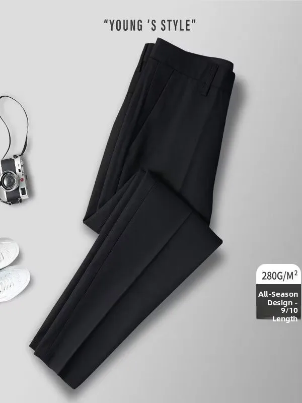 

Men's Slim Fit Casual Busin Nine-Piece West Pants Straight Leg Long Trousers Lightweight Maturi Sle Faion Brand