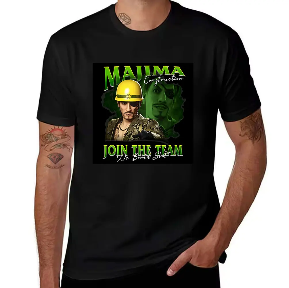 Men's Cotton T-Shirt Majima Construction Join The Team We Build Stuff Yakuza Goro Majima Graphic Tee