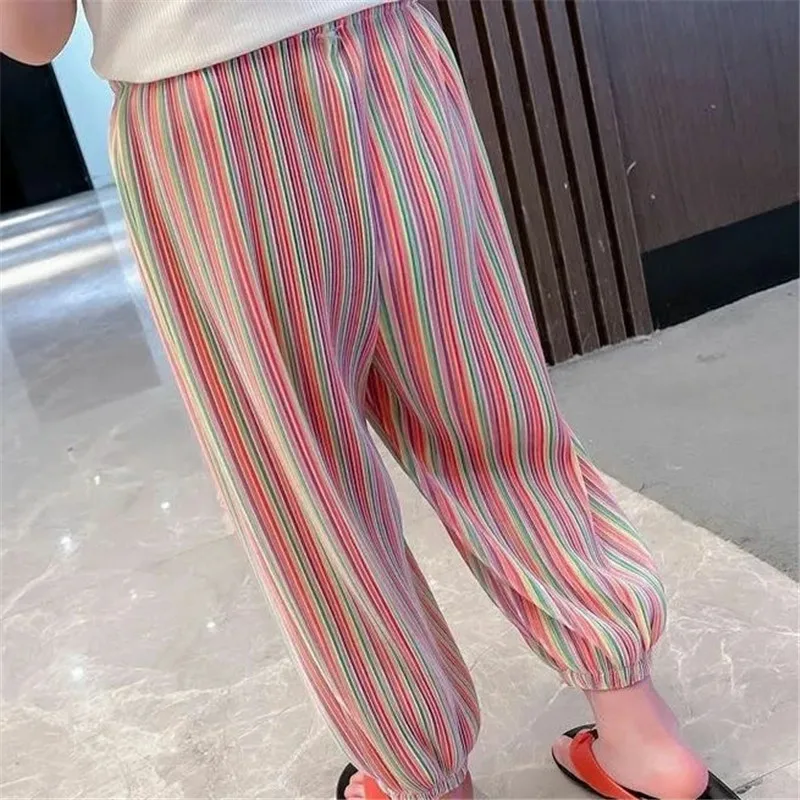 Baby Girl Clothes Suit 2024 Girls Summer Casual Pants Baby Foreign Style Children Personality Fashion  Nine Points Bloomers image 3