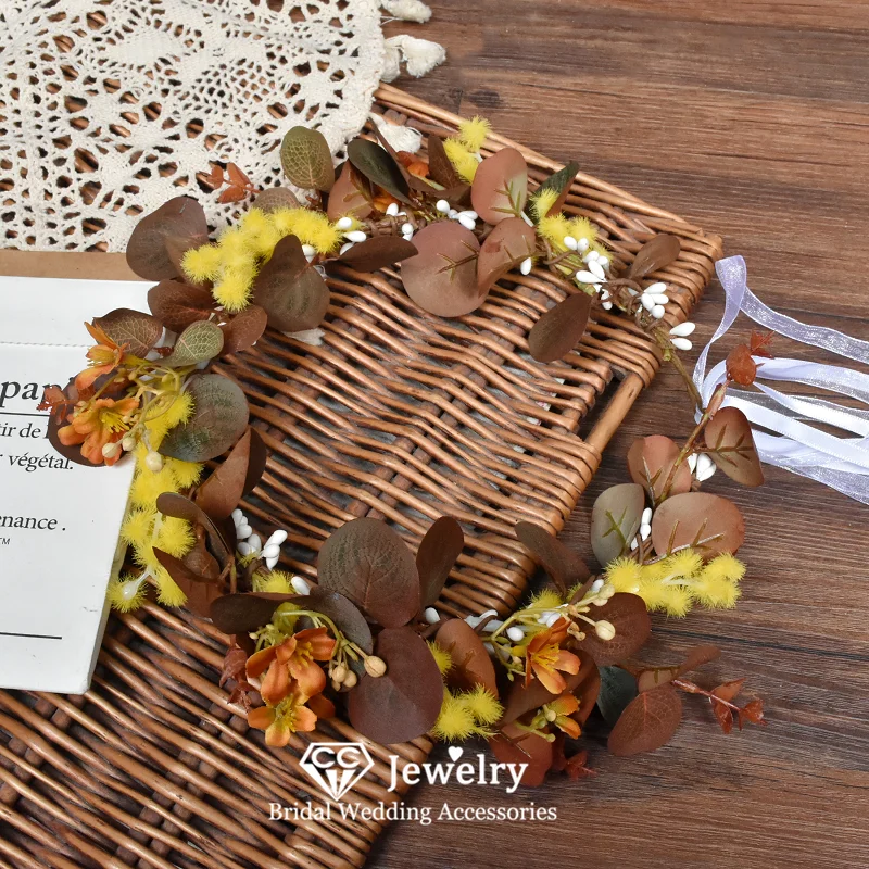 

CC Forest Hairbands Wedding Hair Accessories Women Hairwear Bridal Headpiece Engagement Headdress Leaf Shape Wreath Party DD33