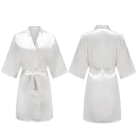Women's Pure Short Silky Robes Bridesmaid Bride Party Satin Robes Sleepwear - Image 3