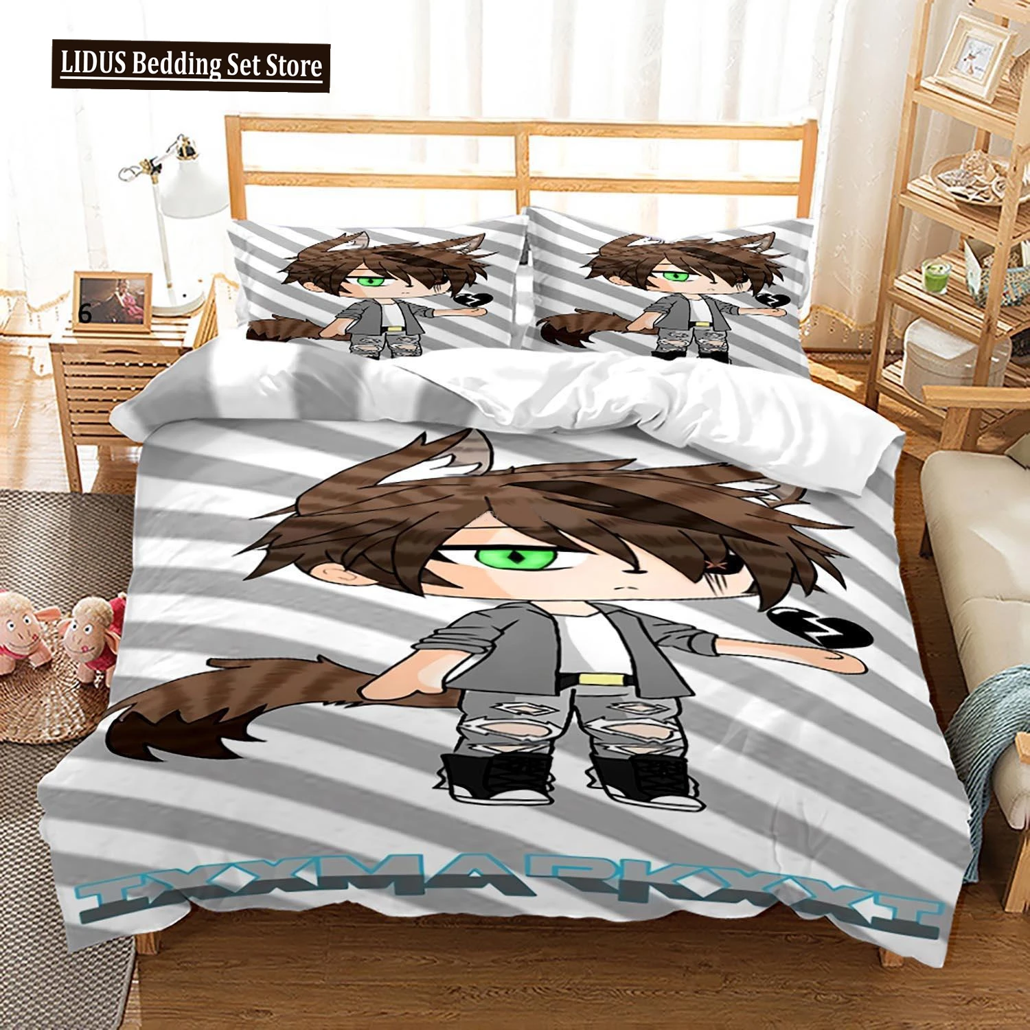 3D Printed New Gacha Life Bedding Set Pillowcase Duvet Cover 3Pcs Double Twin Full Queen King Adult Boys Bedclothes Quilt Cover