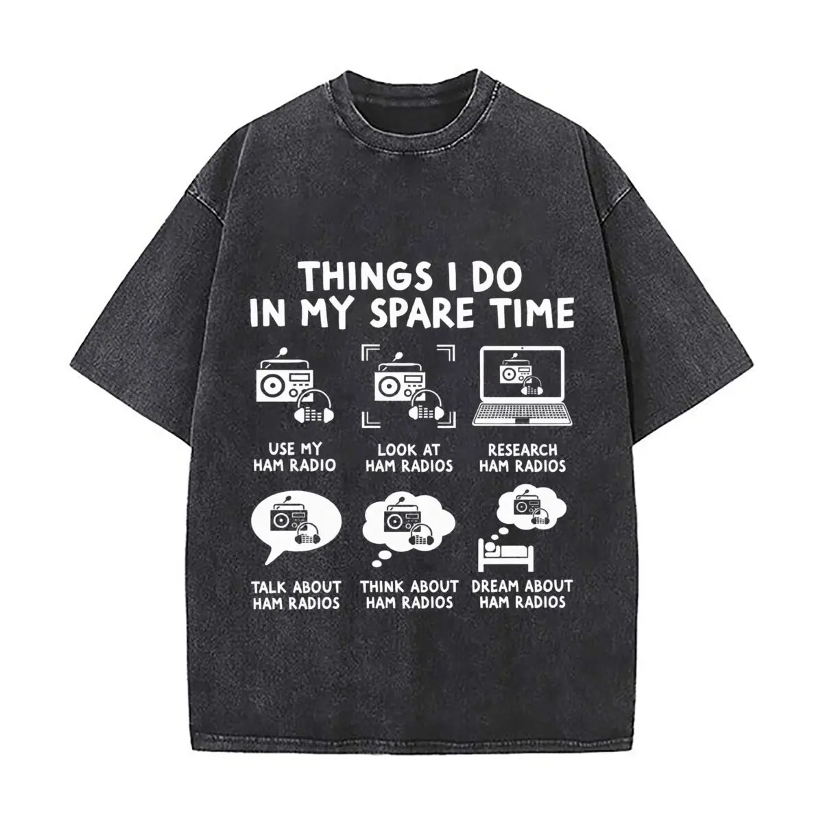 Things I Do In My Spare Time Ham Radio Operator Distressed Vintage Oversized Streetwear Tops for Coffee Dates