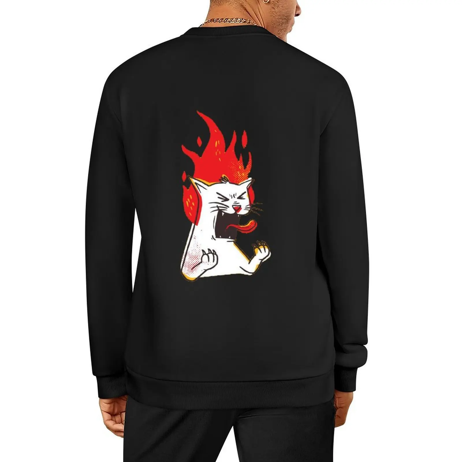 

Angry Cat Sticker Pullover tracksuits korean autumn clothes fashion men men's clothes anime sweatshirt