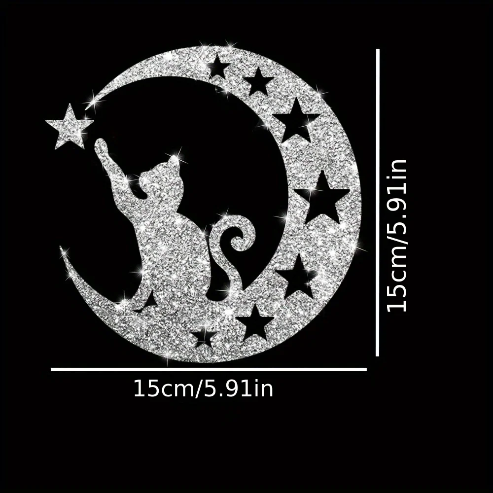 1pcCute Cat Staring at the Starry SkyCarStickerShiny Home Decoration StickerMotorcycle Fashion StickerLaptop Personality Sticker