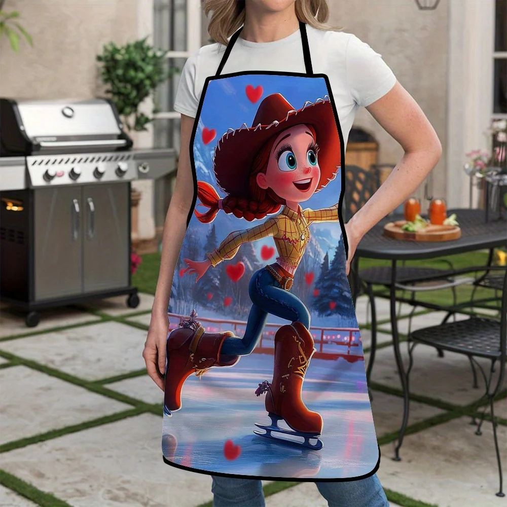 مريلة ديزني جيسي بدون أكمام قطعة واحدة - تصميم عطلة الشتاء مع رقاقات الثلج والقلوب، مثالية للصياغة والخبز والرسم وتنظيف المطبخ والمنزل، مريلة متجر الشيف Waiter Cafe Barbecue، لوازم المطبخ