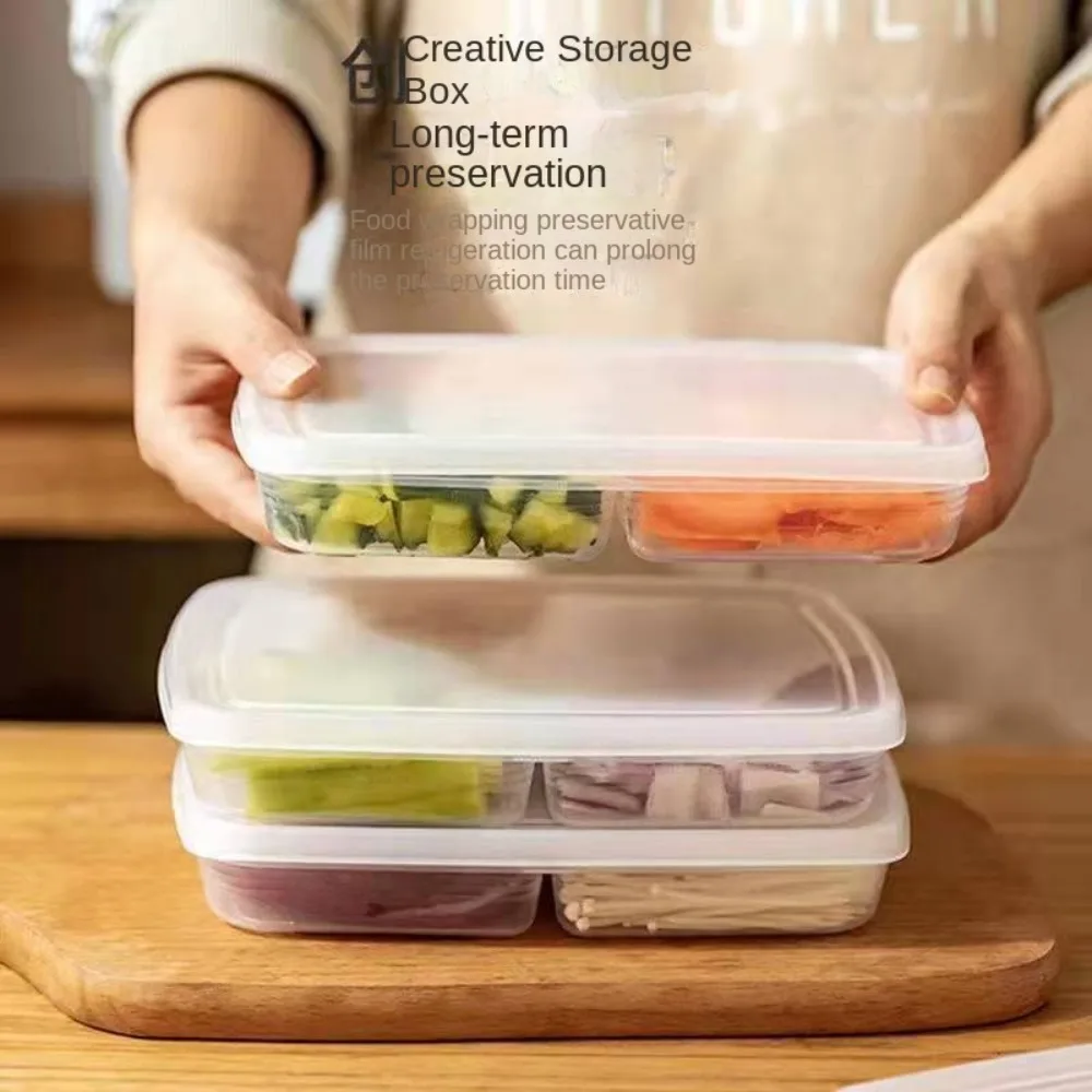 Portable Food Preparation Storage Box 4/5/6Grids Compartment Refrigerator Freezer Organizer Divided Onion Ginger Fresh Storage