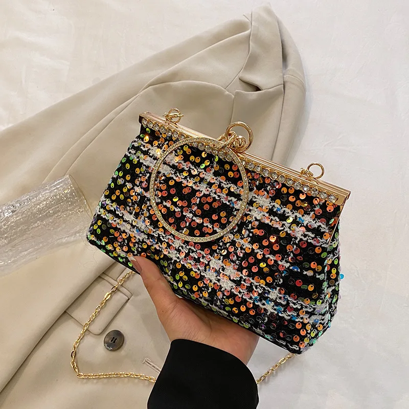 

Luxury Women Shoulder Bag Woolen Fabric Crossbody Bags Fashion Chain Handbag Evening Purse Wedding Chic Clutch New 2025