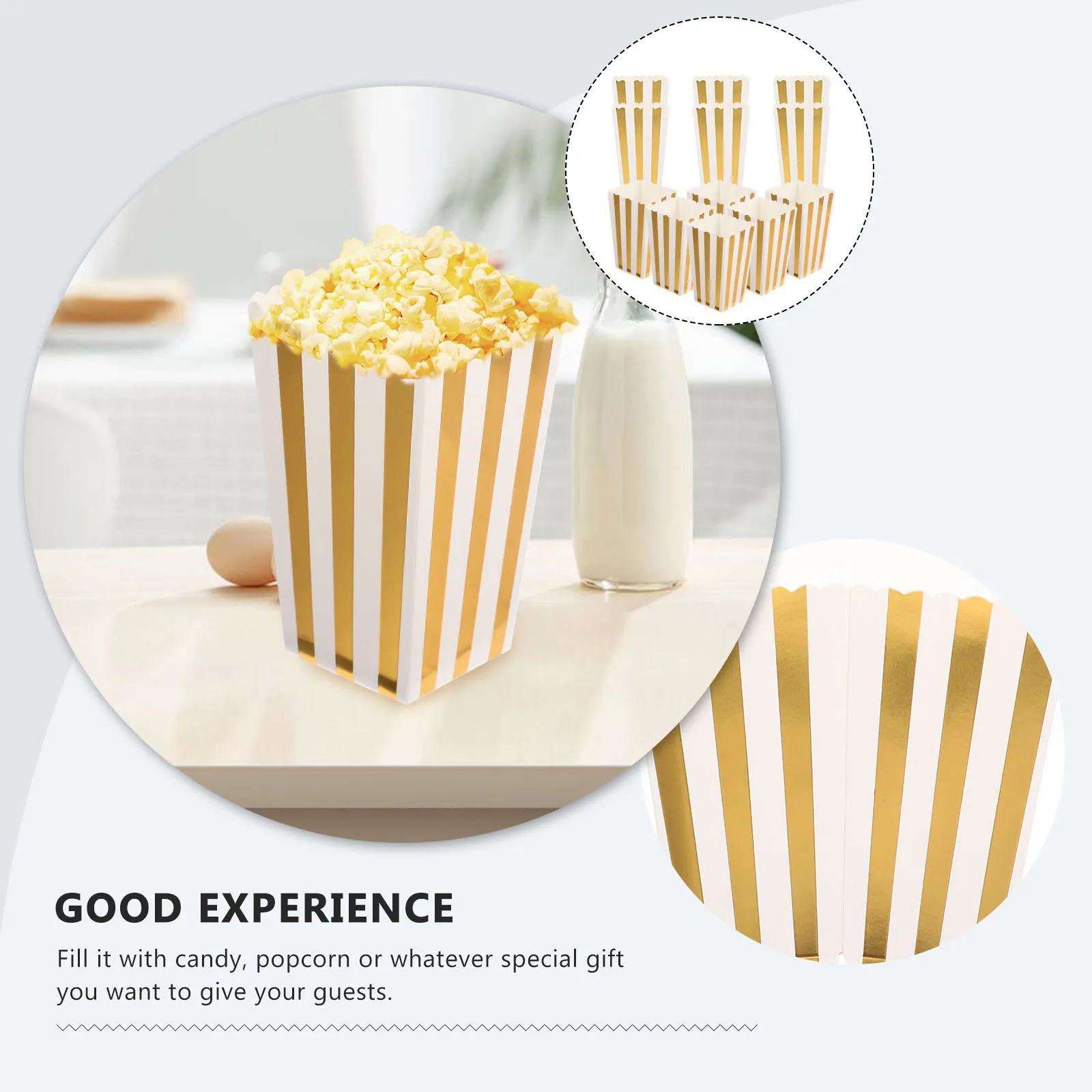 

24Pcs Popcorn Bucket Paper Boxes Large Capacity Party Snack Container Movie Night Supplies Popcorn Box Disposable