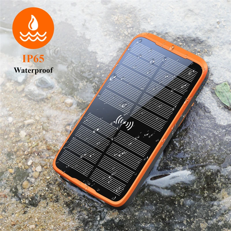 New Fast Charging Solar Power Bank 38800mAh Large Capacity Outdoor Waterproof Qi Wireless Charge For iPhone 14 13 Pro Max Xiaomi