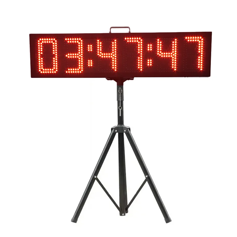 Jhering Double Sided Waterproof 4 5 6 8 Inch Digit Outdoor LED Remote Clock Marathon Race Timing Clock With Tripod