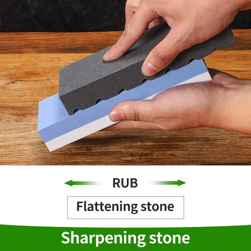 Dual Grit Coarse/Fine Flattening Stone Set - Two Sharpening Stones Flattener - Whetstone Fixer With Grooves