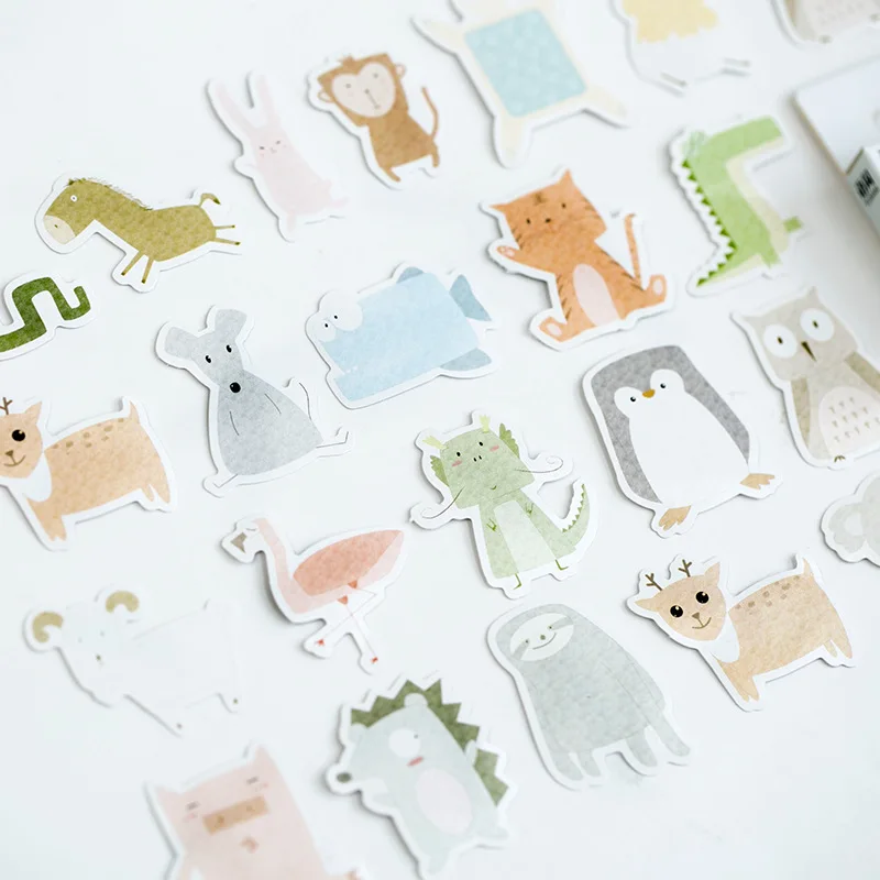 50 Pcs/Set Kawaii Cartoon Animals Mini Sticker Mobile Decorative Stickers Scrapbooking DIY Craft Stickers