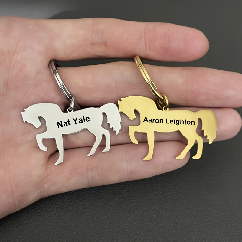 Gantungan Kunci Wanita Kustom Gantungan Kunci Kustom Baja Tahan Karat Bentuk Kuda Poni Lucu Hewan Kartun Hadiah Peringatan Aksesori Unik