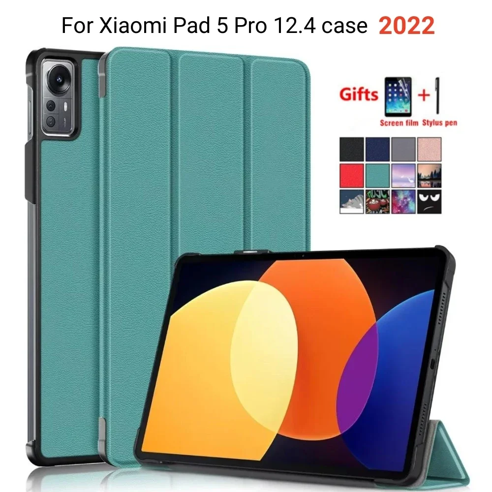 

For Xiaomi Pad 5 Pro 12.4 Case Magnetic Smart Folding PU Leather Cover For MiPad 5 Pro 2022 12.4 Inch Cases With Auto Wake up