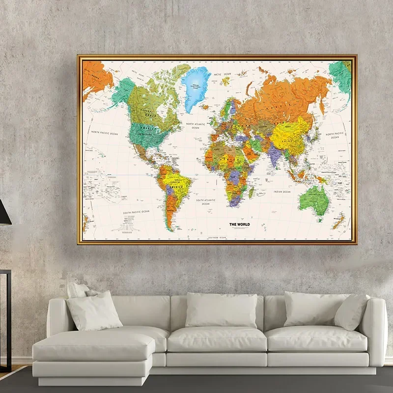 Vintage Mapa Świata Widok Lotniczy Dekoracja Ścienna Plakat Artystyczny Salon Dekoracja Domu Biuro Artykuły Szkolne 225*150cm Mapa Podróżnicza