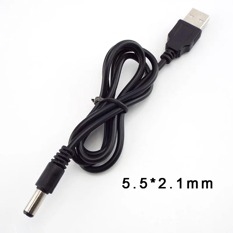 Connecteur d'alimentation USB 0.8 Type A mâle vers DC pour petits appareils électroniques, câble d'extension USB, prise jack 2.0x5.5mm, 2.1x5.5mm, 2.5m