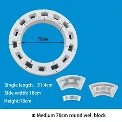 Plastikowa forma z cegły blokowej, uziemiona okrągła betonowa studnia inspekcyjna, okrągła skrzynka modułowa ściennego z wałem betonowym, 70 cm