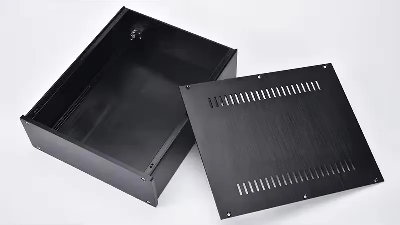Nowa obudowa z czarnego aluminium 2609 DIY HIFi Project Box Obudowa wzmacniacza Rozmiar 260 * 90 * 311 mm — zdjęcie produktu 6