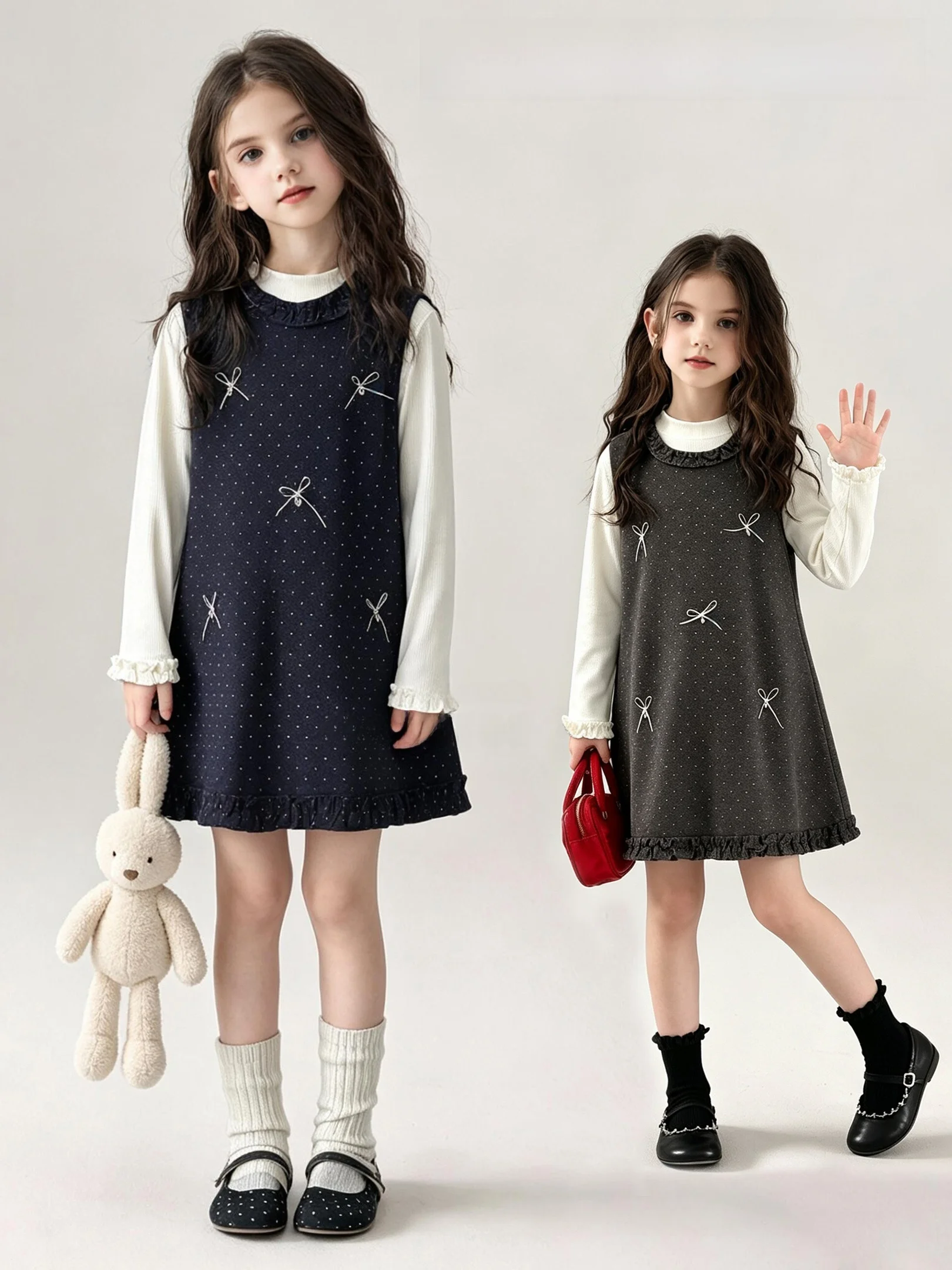 princess-dress-two-piece-set-for-girls-autumn-wear-beautiful-vest-dress-korean-style-soft-fabric-long-sleeve-a-line-skirt