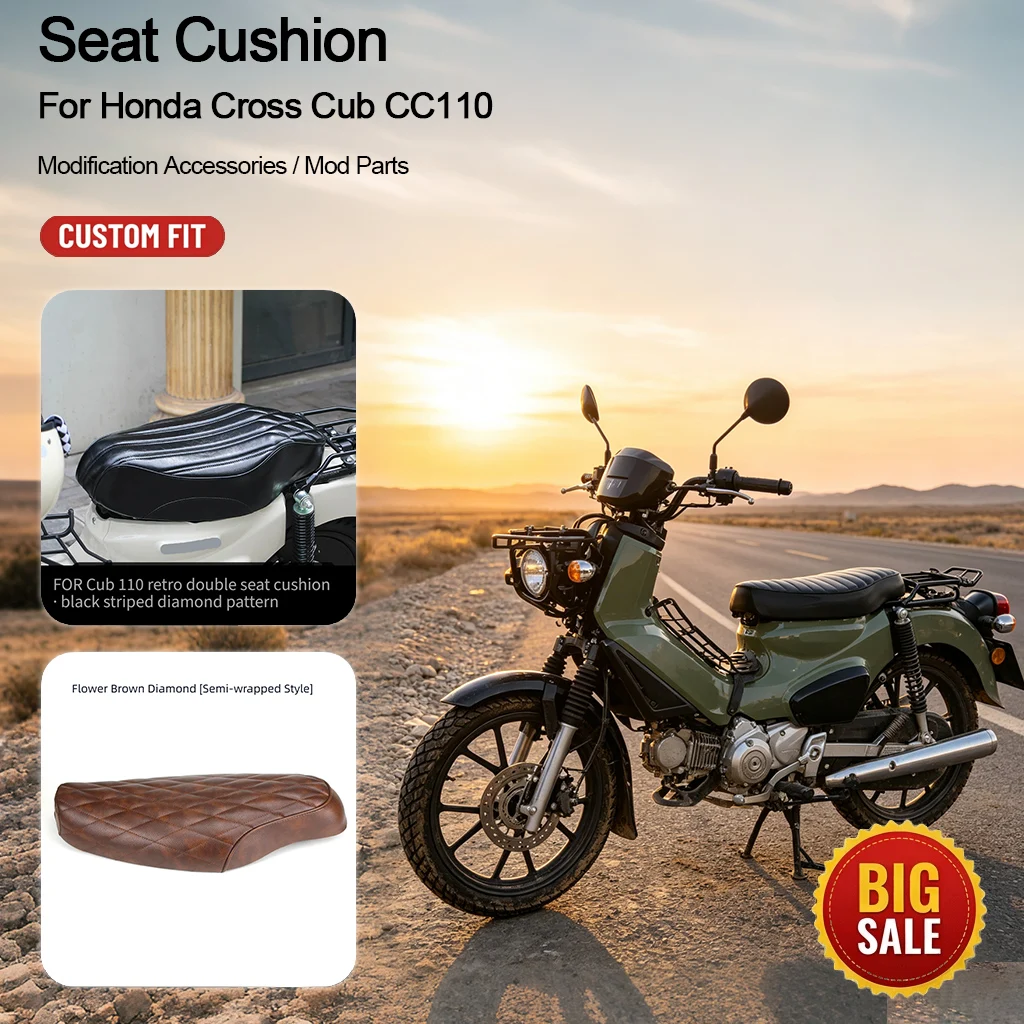 FOR Honda Cross Cub CC110 Retro Extended Two-up Seat Modified Lowered Cushion Motorcycle Accessory