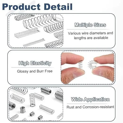 Wire Diameter 0.4mm 304 Stainless Steel Micro Small Compression Spring OD 2.0/2.5/3.0/3.5~8mm Return Spring (Pack of 10)