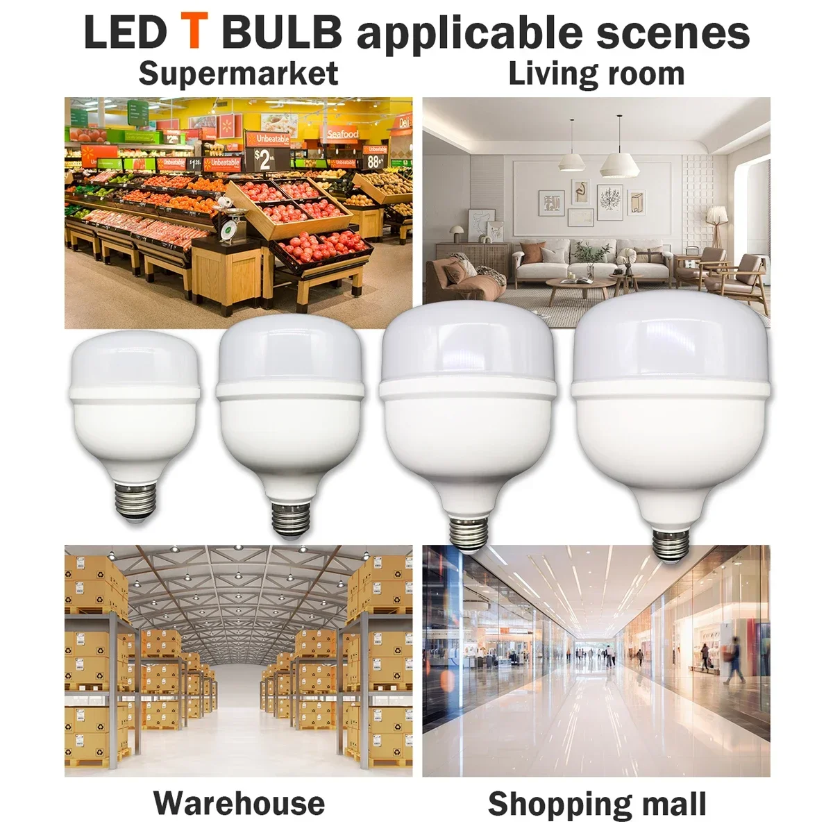 2-5buah bohlam lampu LED besar E27 50W 40W 30W 20W bohlam AC 100V-240V bohlam LED hangat putih 2700K lampu 4000K putih alami untuk rumah