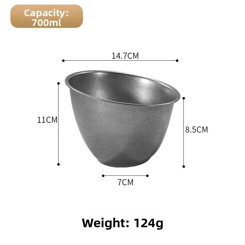 Thickened Stainless Steel Lettuce Bowl with Vintage Design and Slant Rim for Serving Salads Vegetables and BBQ