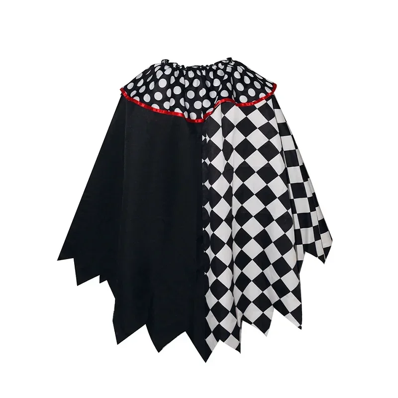 Horror Joker Cosplay Kostuum Halloween Zwart-witte Mantel Maskerade Uniform Pak Kerst Cape Rollenspel Set voor Vrouwen Mannen