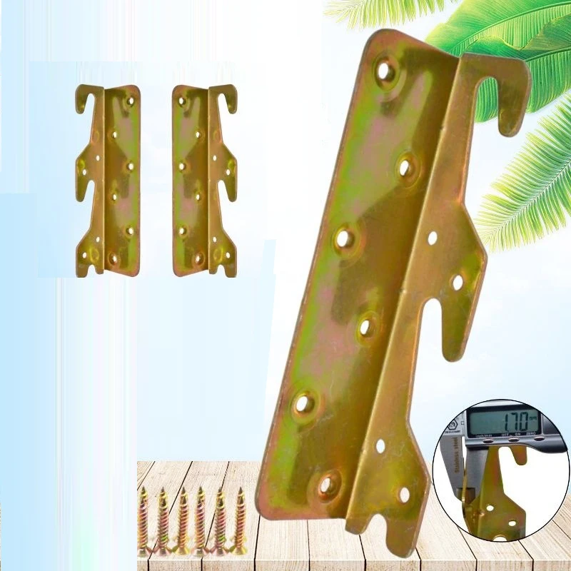 Thickened And Elongated Solid Wood Bed Insert Fixed Double Hook Hinge Invisible Screw Buckle Hardware Connection Accessories