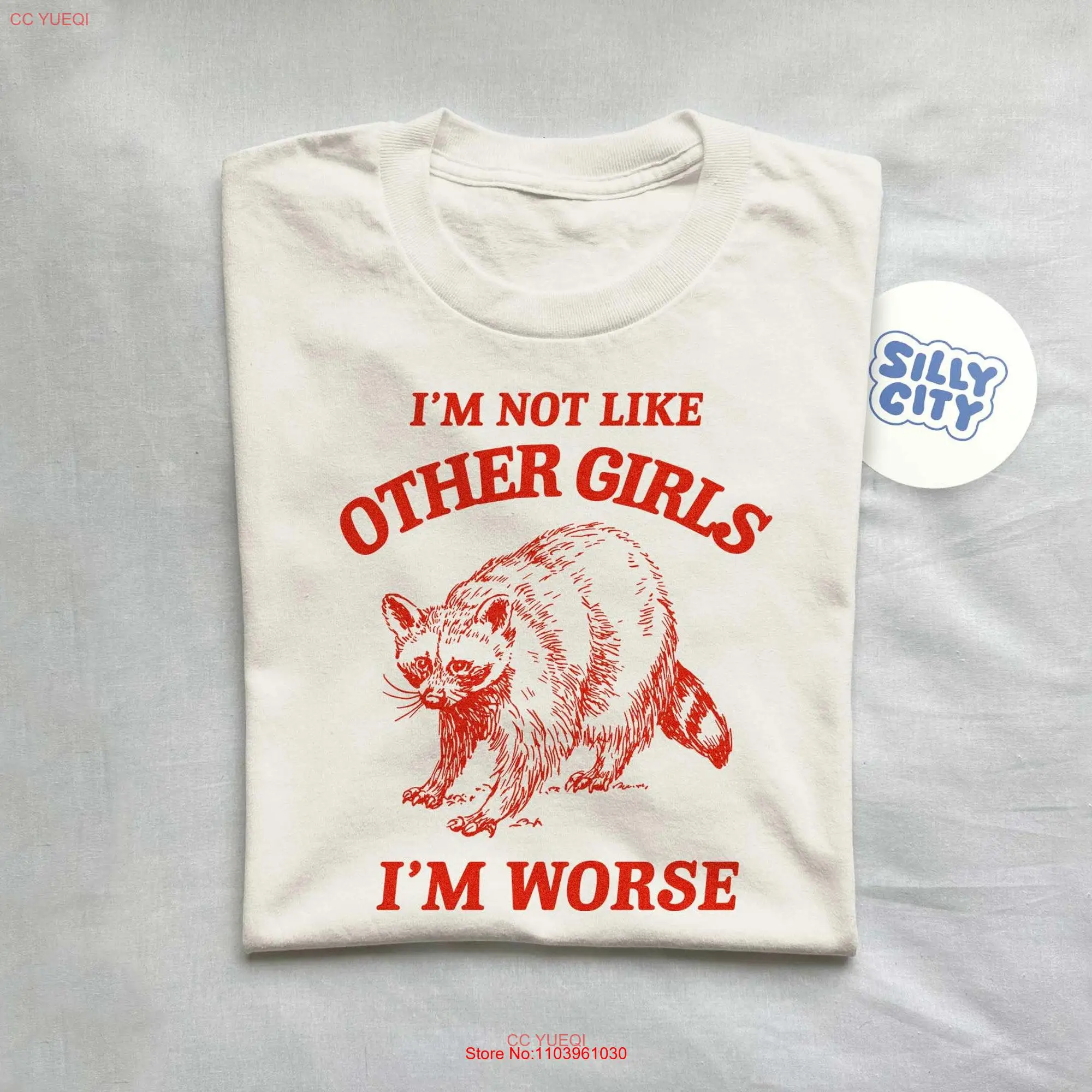 Я не похож на другие девушки хуже футболка мусор панда енот странный мем длинные или Короткие рукава