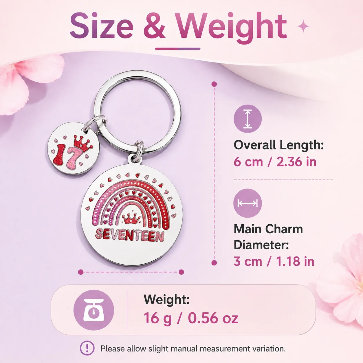 17th Birthday Keychain Gift for 17 Year Old Girls from Mom Dad, Happy 17 Birthday Present for Friends Christmas Teen Girl Gift