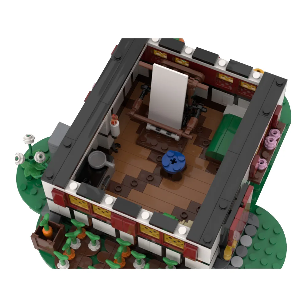 Moc antigo medieval fazenda blocos de construção modelo medieval vegetal jardim casa arquitetura montar brinquedos crianças presentes aniversário
